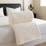 Beige 180*200cm Thickened Double-Sided Plush Waffle Weave Throw Blanket - Anti-Static Taffeta Velvet & Flannel Fleece - Warm, Soft, Non-Shedding Blanket for Winter, Sofa, Bed & Office