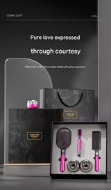 Black 5-Piece Gift Box Set Premium ABS Hair Care Gift Set with Cushion Paddle Brush, Detangling Comb, Cleaning Brush & Stand - Elegant Mother’s Day or Couple’s Gift for Daily Styling and Scalp Comfort