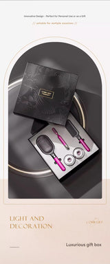 Black 5-Piece Gift Box Set Premium ABS Hair Care Gift Set with Cushion Paddle Brush, Detangling Comb, Cleaning Brush & Stand - Elegant Mother’s Day or Couple’s Gift for Daily Styling and Scalp Comfort
