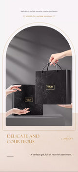 Black 5-Piece Gift Box Set Premium ABS Hair Care Gift Set with Cushion Paddle Brush, Detangling Comb, Cleaning Brush & Stand - Elegant Mother’s Day or Couple’s Gift for Daily Styling and Scalp Comfort