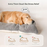Grey Large Plush Dog Bed - Extra Thick Winter Warmth, Machine Washable & Non-Slip Pet Mat for Large Dogs (120cm)