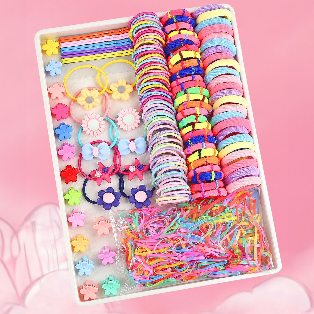 895-Piece Cute Hair Accessories Gift Set with Elastic Rubber Bands - Perfect Gift for Girls