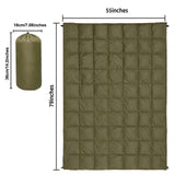200x140cm Green Large Outdoor Camping Down Cotton Wearable Warmth Blanket, Quilted Poncho Shawl Throw with Storage Bag, Lightweight Warm Camping Quilt for Camping Travel Home Use