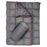 200x140cm Grey Large Outdoor Camping Down Cotton Wearable Warmth Blanket, Quilted Poncho Shawl Throw with Storage Bag, Lightweight Warm Camping Quilt for Camping Travel Home Use