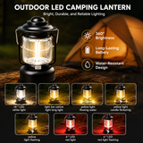2PCS Silver and Grey Vintage LED Outdoor Camping Lantern with Warm Ambient Light - 7 Lighting Modes, 24H Long Runtime, USB-C Rechargeable, Stepless Dimming and Hanging Tent Light