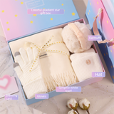 White Winter Scarf Gift Box Set for Women （4-Piece Set: Earmuffs, Hat, Gloves, and Scarf）- Soft Warm Scarf with Luxury Gift Packaging Birthday Present for Girlfriend Wife Daughter