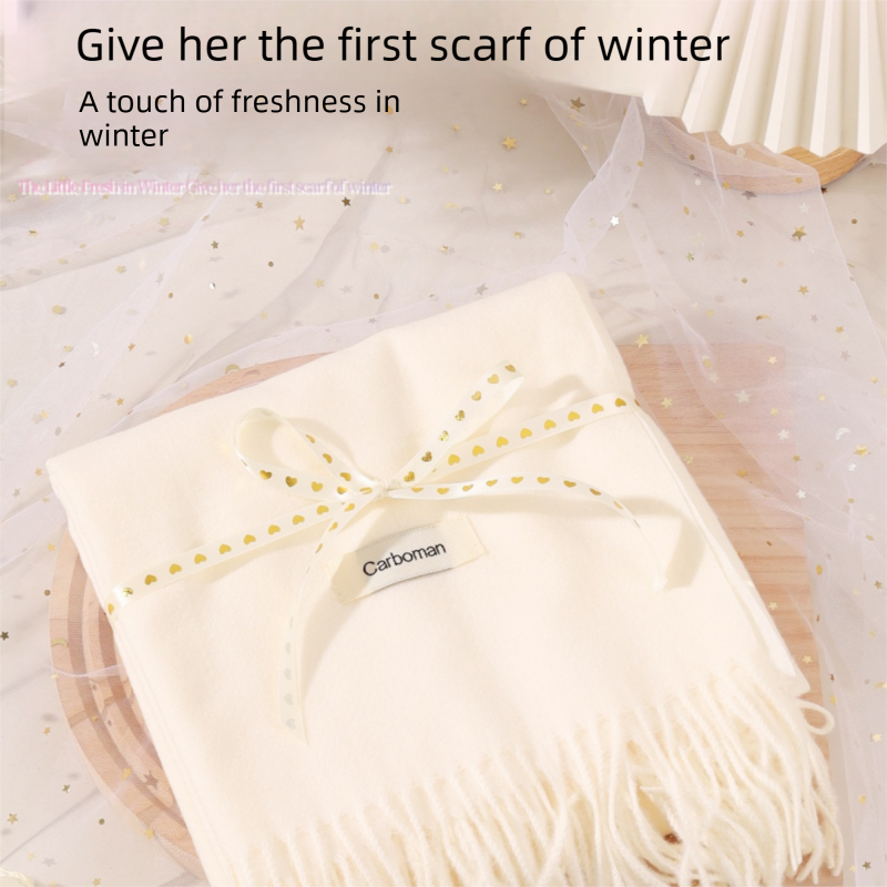 White Winter Scarf Gift Box Set for Women （4-Piece Set: Earmuffs, Hat, Gloves, and Scarf）- Soft Warm Scarf with Luxury Gift Packaging Birthday Present for Girlfriend Wife Daughter