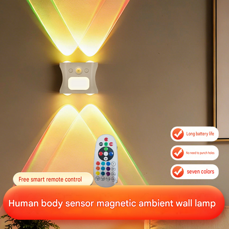 4 pcs White  Motion Sensor Wall Light, Rechargeable Magnetic LED Ambient Wall Lamp with Remote Control, 16 Colors & 3 Color Temperatures, Wireless Indoor Night Light for Bedroom Hallway Living Room
