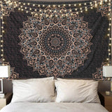 Pink Cat Ear Sunset Projection Lamp and  150x200cm Black Mandala Tapestry Combo - USB Powered ABS Mini Light withPolyester Wall Hanging for Bedroom, Living Room & Photography Ambiance