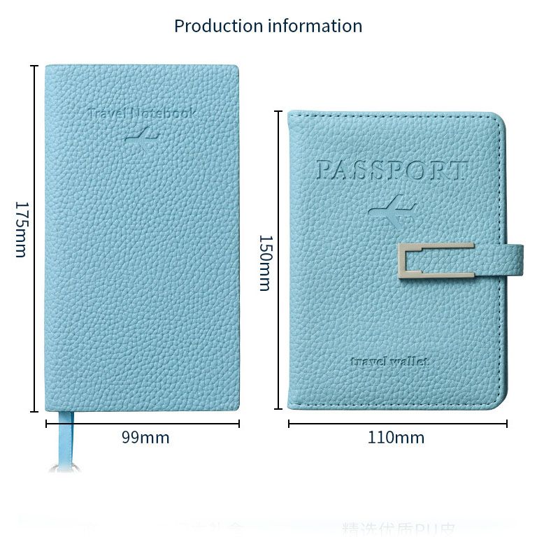 Dark Blue Travel Passport Holder and Notebook Gift Set with Luggage Tag & Metal Pen Business Travel Gift Box