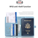 Sky Blue Travel Passport Holder and Notebook Gift Set with Luggage Tag & Metal Pen Business Travel Gift Box