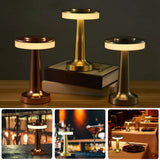 Silver Rechargeable UFO Table Lamp Touch Control LED Bedside Night Light, Cordless Mushroom Desk Lamp for Bedroom Living Room Restaurant Bar Camping