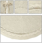 Knitted Christmas Tree Skirt 24 Inch White Round Tree Base Cover with Cable Knit Border Soft Holiday Tree Skirt Rustic Christmas Decor for Home Fireplace Party Festive Gift Display