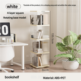 Rotating storage bookshelf square four layers- Cream White Multi-Layer Storage Rack, 36x36x135.5cm (ABS+PET)