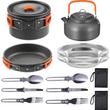 11PCS Orange Camping Cookware Set – Lightweight Aluminium Camping Pots, Frying Pan, Kettle & Stainless Steel Cutlery, Portable Non-Stick Outdoor Cooking Set for 2-3 Person Camping, Hiking, Backpacking & Picnic
