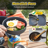 11PCS Orange Camping Cookware Set – Lightweight Aluminium Camping Pots, Frying Pan, Kettle & Stainless Steel Cutlery, Portable Non-Stick Outdoor Cooking Set for 2-3 Person Camping, Hiking, Backpacking & Picnic