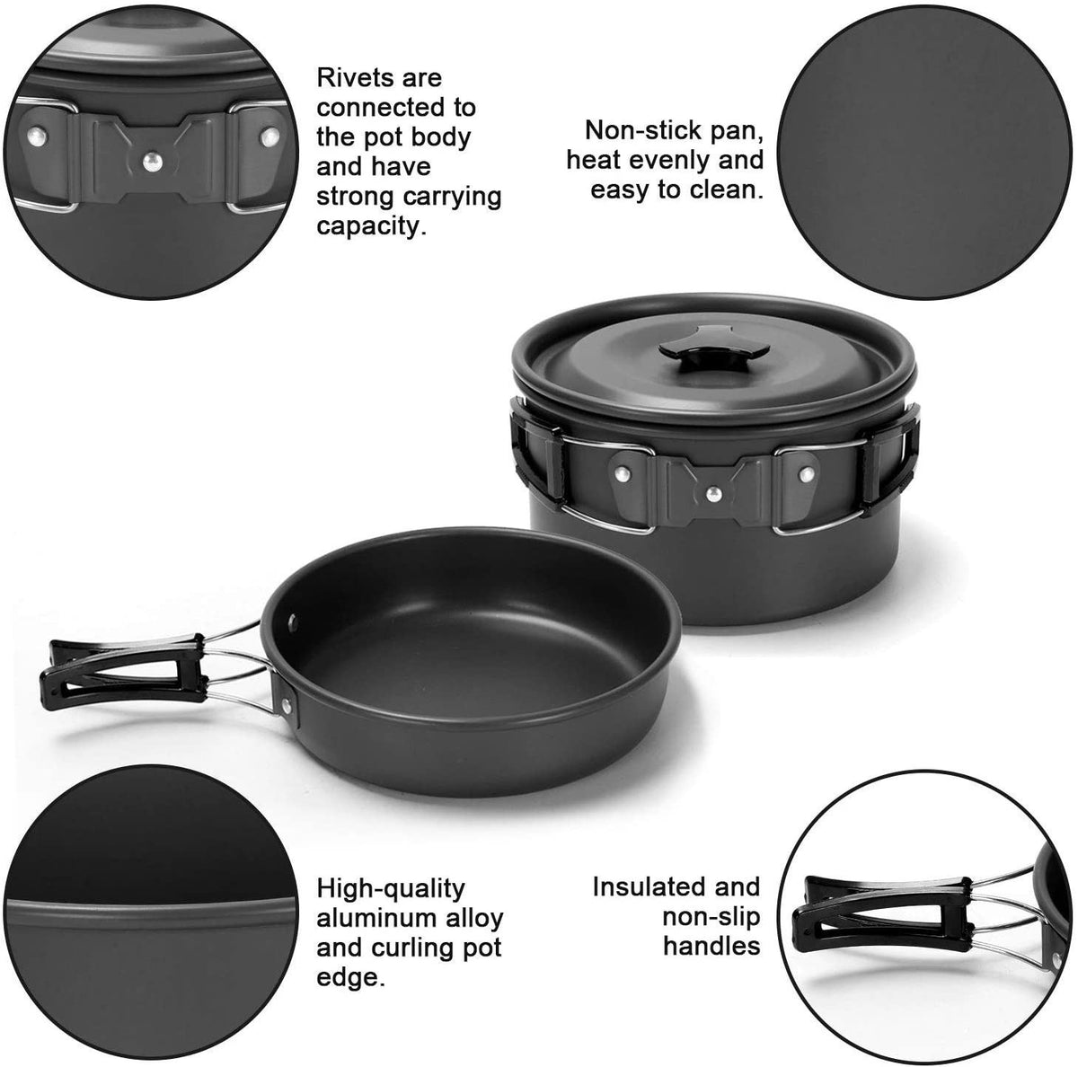 11PCS Orange Camping Cookware Set – Lightweight Aluminium Camping Pots, Frying Pan, Kettle & Stainless Steel Cutlery, Portable Non-Stick Outdoor Cooking Set for 2-3 Person Camping, Hiking, Backpacking & Picnic