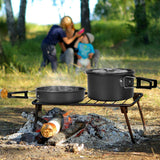 11PCS Black Camping Cookware Set – Lightweight Aluminium Camping Pots, Frying Pan, Kettle & Stainless Steel Cutlery, Portable Non-Stick Outdoor Cooking Set for 2-3 Person Camping, Hiking, Backpacking & Picnic