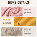 5 Piece Pink Waffle Weave 100% Cotton Towel Set - Quick Dry Absorbent Bath Towel, 2 x Towels and 2 x Face Towels with Hanging Hook for Home and Guest Use