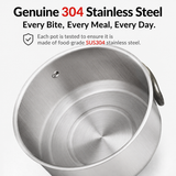 3-Piece Food Grade Stainless Steel Camping Cookware Set with 1.6L Kettle, Large Stew Pot and Large Frying Pan - Hangable and Foldable, Compact Nesting Storage, Anti Scald Wrapped Handle