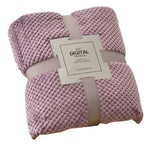 70 x 100cm Mauve Pineapple Grid Plush Blanket - Soft Thick Flannel Jacquard Throw, Fade Resistent & Machine Washable, Lightweight Travel and Spring Summer Bedding