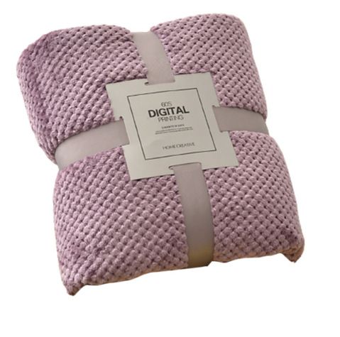 200 x 260cm Mauve Pineapple Grid Plush Sofa Blanket for 2 Seater - Soft Thick Flannel Jacquard Throw, Fade Resistent & Machine Washable, Lightweight Travel and Spring Summer Bedding