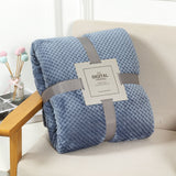 200 x 360cm Blue and Grey Pineapple Grid Plush Sofa Blanket for 4 Seater - Soft Thick Flannel Jacquard Throw, Fade Resistent & Machine Washable, Lightweight Travel and Spring Summer Bedding