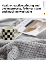 200 x 360cm Blue and Grey Pineapple Grid Plush Sofa Blanket for 4 Seater - Soft Thick Flannel Jacquard Throw, Fade Resistent & Machine Washable, Lightweight Travel and Spring Summer Bedding