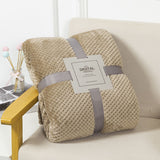 200 x 360cm Khaki Pineapple Grid Plush Sofa Blanket for 4 Seater - Soft Thick Flannel Jacquard Throw, Fade Resistent & Machine Washable, Lightweight Travel and Spring Summer Bedding