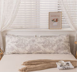 48 x 180cm White Striped Washed Cotton Linen Long Pillowcase - Extra Long Soft Breathable Pillow Cover, Machine Washable for Double and Couple Pillows