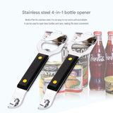 3-pack 4-in-1 Stainless Steel Bottle Opener and Can Opener - Heavy Duty Beer Opener with Non-Slip ABS Handle, Multi-Purpose Kitchen Gadget for Camping, BBQ, Bar and Home Use