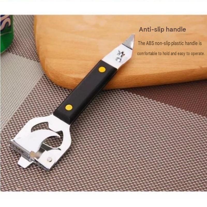 3-pack 4-in-1 Stainless Steel Bottle Opener and Can Opener - Heavy Duty Beer Opener with Non-Slip ABS Handle, Multi-Purpose Kitchen Gadget for Camping, BBQ, Bar and Home Use