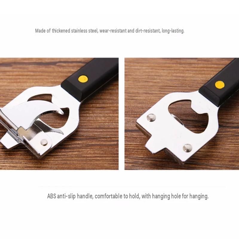 3-pack 4-in-1 Stainless Steel Bottle Opener and Can Opener - Heavy Duty Beer Opener with Non-Slip ABS Handle, Multi-Purpose Kitchen Gadget for Camping, BBQ, Bar and Home Use
