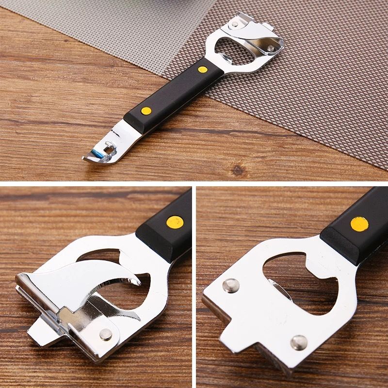 3-pack 4-in-1 Stainless Steel Bottle Opener and Can Opener - Heavy Duty Beer Opener with Non-Slip ABS Handle, Multi-Purpose Kitchen Gadget for Camping, BBQ, Bar and Home Use