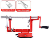Red 3-in-1 Apple Peeler Slicer and Corer - Manual Hand Crank Fruit Peeling Machine with Strong Suction Base and Stainless Steel Blades,  Kitchen Gadget for Efficient Meal Prep