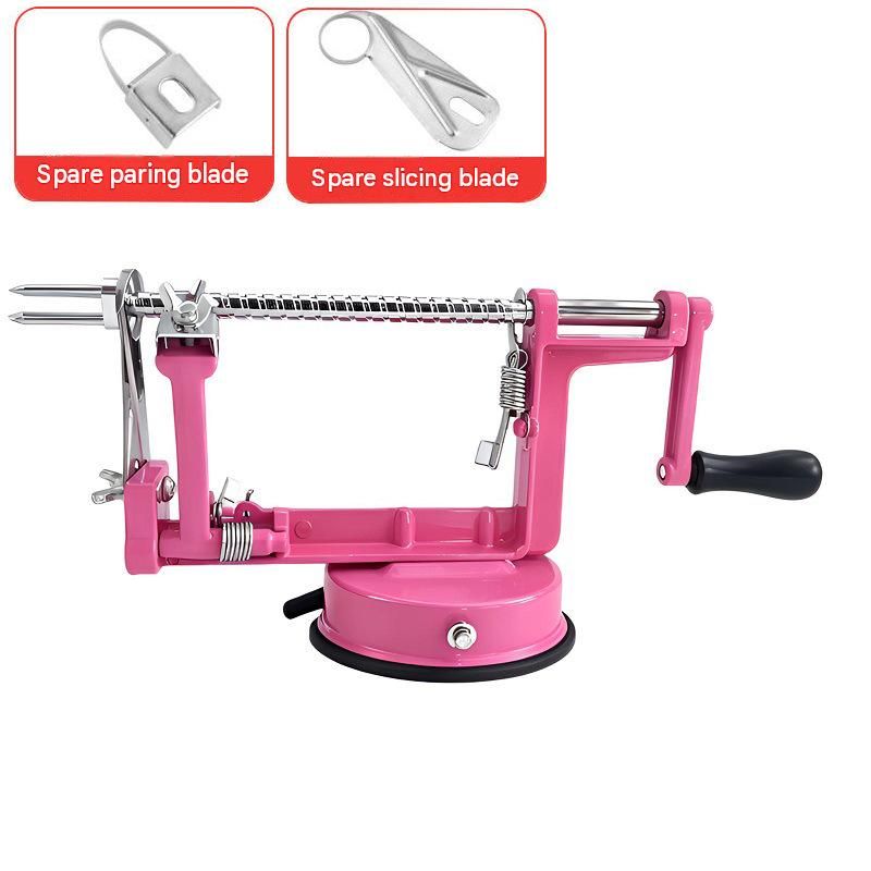 Pink 3-in-1 Apple Peeler Slicer and Corer - Manual Hand Crank Fruit Peeling Machine with Strong Suction Base and Stainless Steel Blades,  Kitchen Gadget for Efficient Meal Prep
