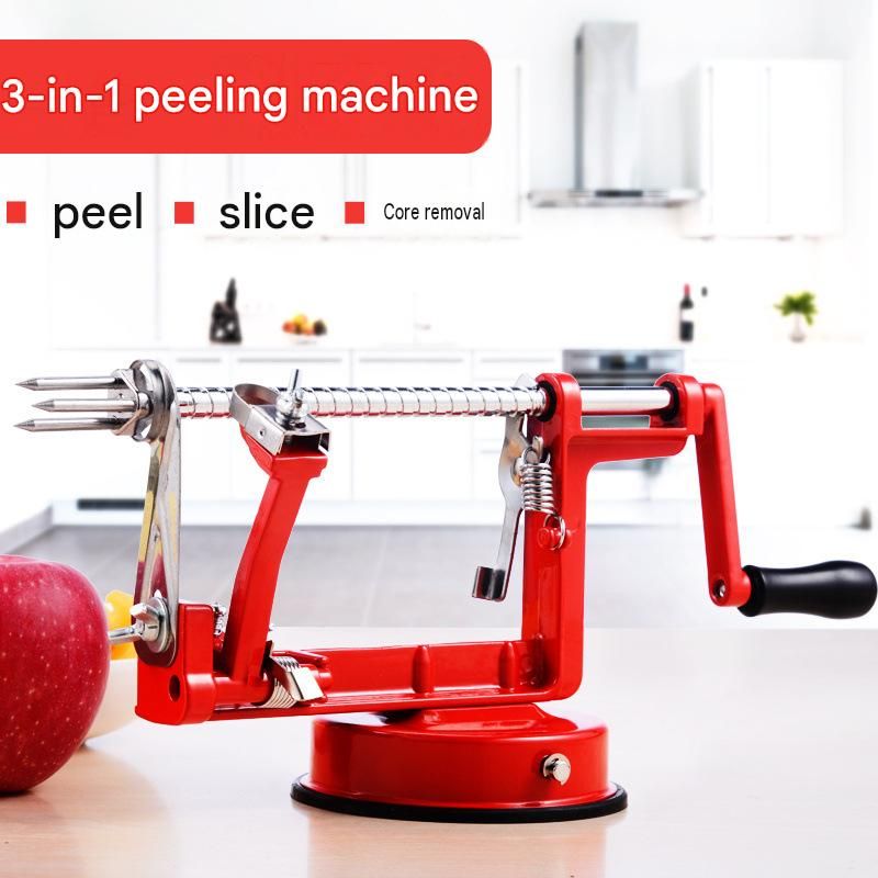 Pink 3-in-1 Apple Peeler Slicer and Corer - Manual Hand Crank Fruit Peeling Machine with Strong Suction Base and Stainless Steel Blades,  Kitchen Gadget for Efficient Meal Prep