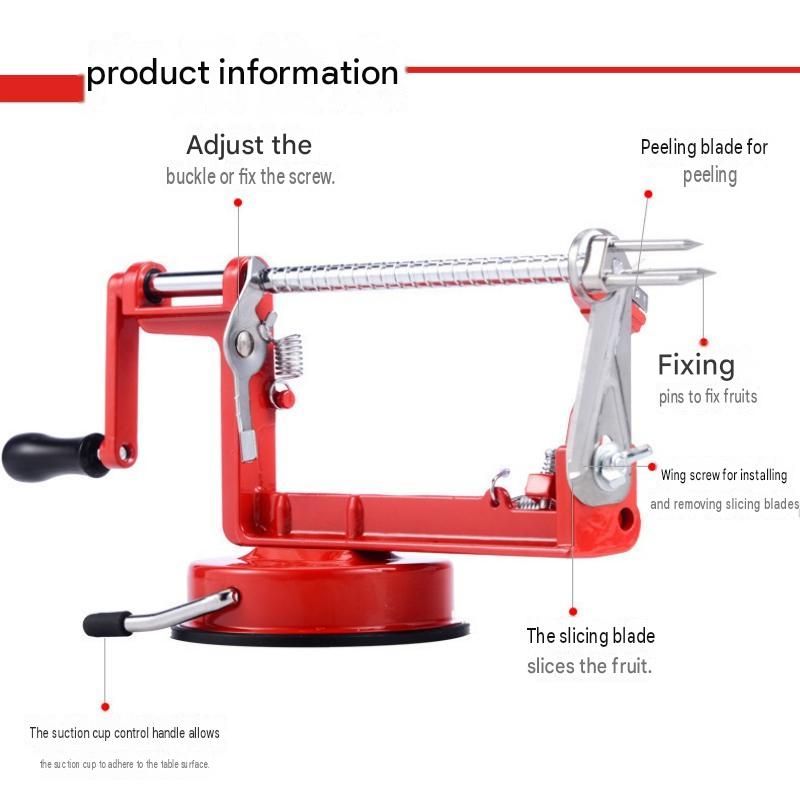 Green 3-in-1 Apple Peeler Slicer and Corer - Manual Hand Crank Fruit Peeling Machine with Strong Suction Base and Stainless Steel Blades,  Kitchen Gadget for Efficient Meal Prep