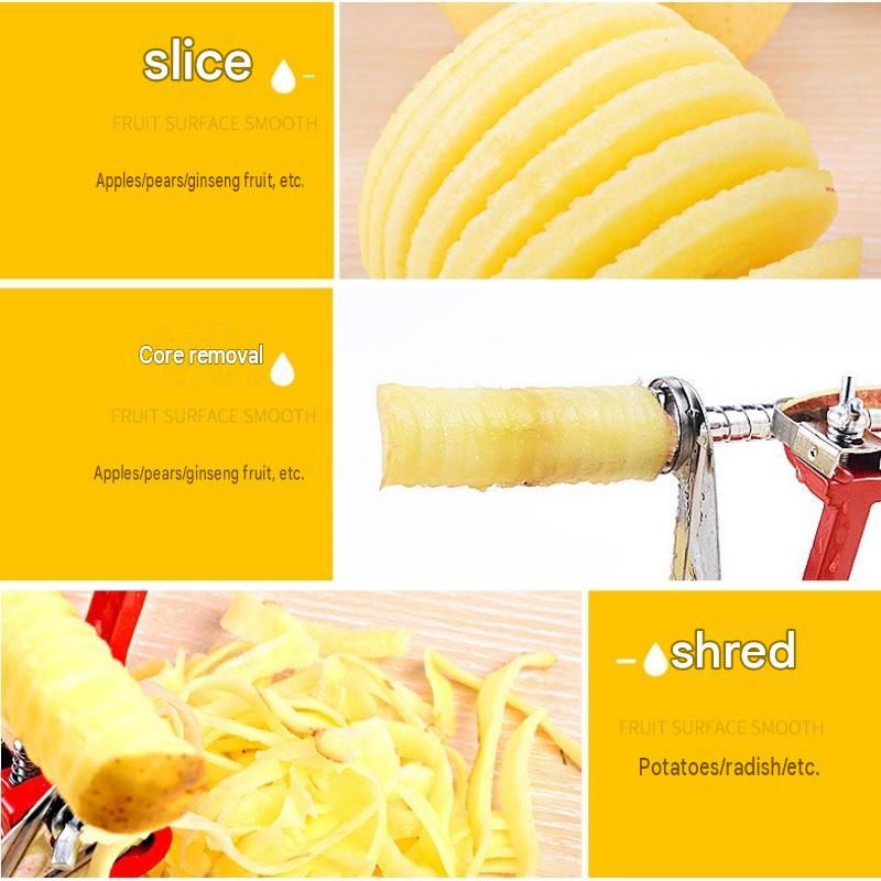 Green 3-in-1 Apple Peeler Slicer and Corer - Manual Hand Crank Fruit Peeling Machine with Strong Suction Base and Stainless Steel Blades,  Kitchen Gadget for Efficient Meal Prep