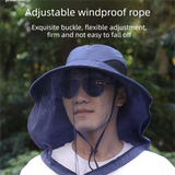 Khaki Sun Protection Hat with Mosquito Net - Wide Brim Bucket Hat with Neck Flap and Face Mesh, Breathable Outdoor Fishing Cap for Camping and Gardening