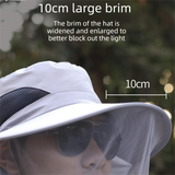 Blue Sun Protection Hat with Mosquito Net - Wide Brim Bucket Hat with Neck Flap and Face Mesh, Breathable Outdoor Fishing Cap for Camping and Gardening