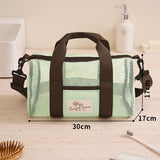 Green Mesh Beach Travel Bag - Large Capacity Hand Carry and Crossbody Storage Bag with Adjustable Shoulder Strap, Zipper Closure and Front Pocket for Swimming, Beach and Holidays