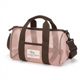 Pink Mesh Beach Travel Bag - Large Capacity Hand Carry and Crossbody Storage Bag with Adjustable Shoulder Strap, Zipper Closure and Front Pocket for Swimming, Beach and Holidays