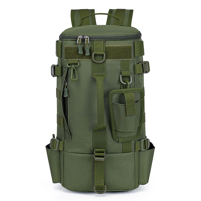 Green Fishing Tackle Backpack with Rod Holders - 43 cm Large Capacity Oxford Cloth Backpack with Multi Pockets, Adjustable Straps and Tool Storage for Fishing, Hiking and Travel