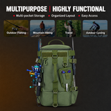 Green Fishing Tackle Backpack with Rod Holders - 43 cm Large Capacity Oxford Cloth Backpack with Multi Pockets, Adjustable Straps and Tool Storage for Fishing, Hiking and Travel