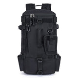 Black Fishing Tackle Backpack with Rod Holders - 43 cm Large Capacity Oxford Cloth Backpack with Multi Pockets, Adjustable Straps and Tool Storage for Fishing, Hiking and Travel