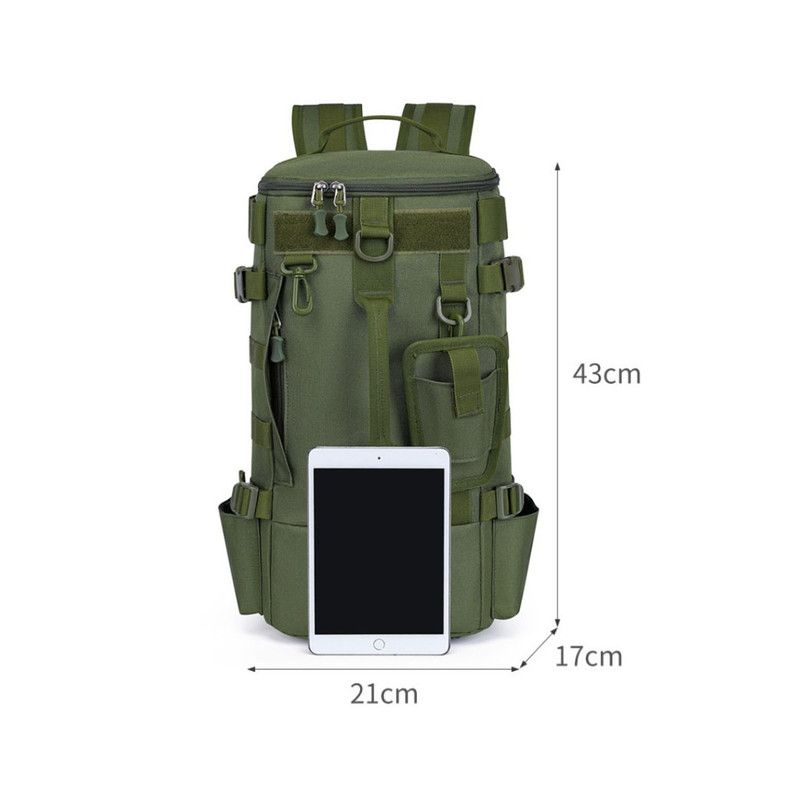 Black Fishing Tackle Backpack with Rod Holders - 43 cm Large Capacity Oxford Cloth Backpack with Multi Pockets, Adjustable Straps and Tool Storage for Fishing, Hiking and Travel