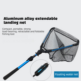 Telescopic Folding Fishing Landing Net - 92cm Aluminium Alloy Handle with 80cm Deep Triangular Mesh Net, One Click Foldable Design for Freshwater and Saltwater Fishing