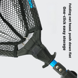 Telescopic Folding Fishing Landing Net - 92cm Aluminium Alloy Handle with 80cm Deep Triangular Mesh Net, One Click Foldable Design for Freshwater and Saltwater Fishing
