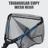 Telescopic Folding Fishing Landing Net - 92cm Aluminium Alloy Handle with 80cm Deep Triangular Mesh Net, One Click Foldable Design for Freshwater and Saltwater Fishing
